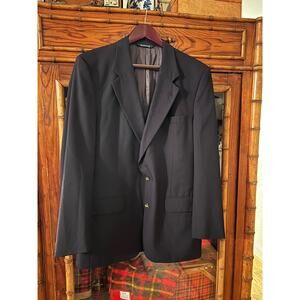 Vintage Burberrys Navy Wool Blazer Gold Buttons Equestrian Lining Mens